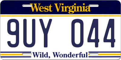 WV license plate 9UY044