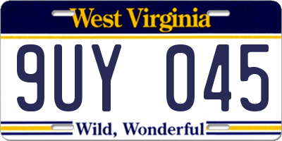 WV license plate 9UY045