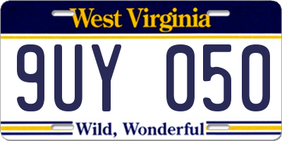 WV license plate 9UY050