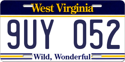 WV license plate 9UY052