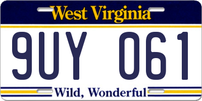 WV license plate 9UY061