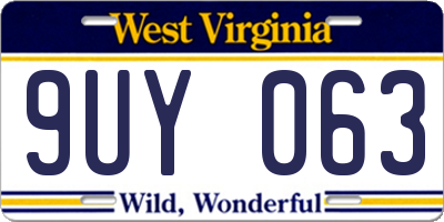 WV license plate 9UY063