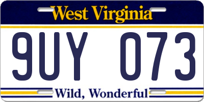 WV license plate 9UY073