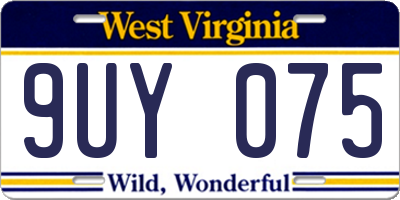 WV license plate 9UY075