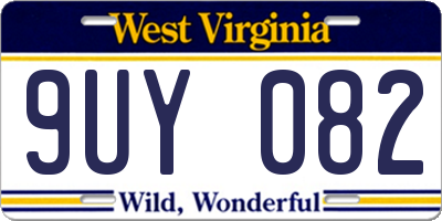 WV license plate 9UY082