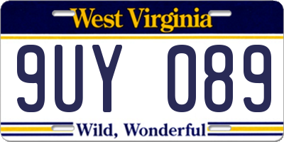 WV license plate 9UY089