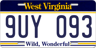 WV license plate 9UY093