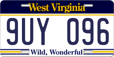 WV license plate 9UY096