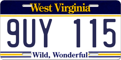 WV license plate 9UY115