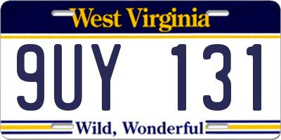 WV license plate 9UY131