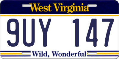 WV license plate 9UY147