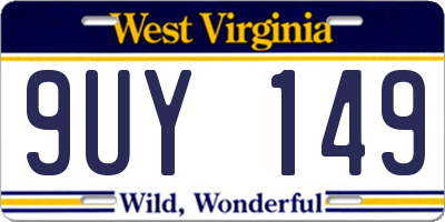 WV license plate 9UY149