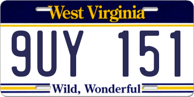 WV license plate 9UY151