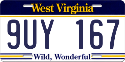 WV license plate 9UY167