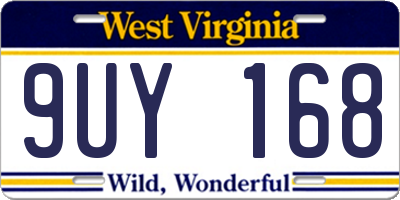 WV license plate 9UY168
