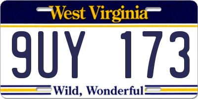 WV license plate 9UY173