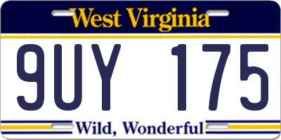 WV license plate 9UY175
