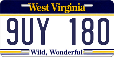 WV license plate 9UY180