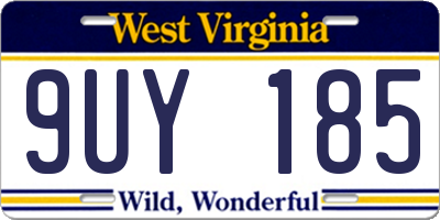 WV license plate 9UY185