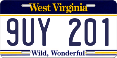 WV license plate 9UY201