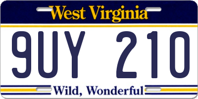 WV license plate 9UY210
