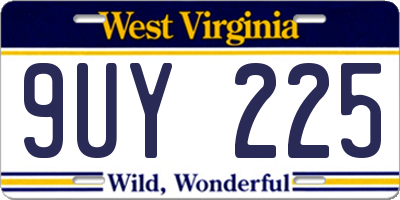 WV license plate 9UY225
