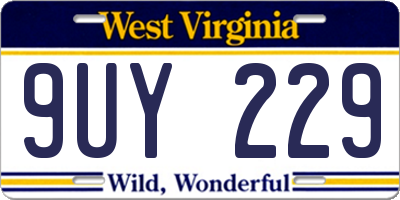 WV license plate 9UY229