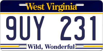 WV license plate 9UY231