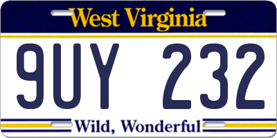WV license plate 9UY232