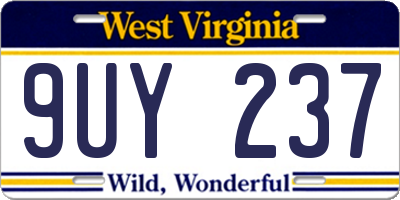 WV license plate 9UY237