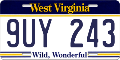 WV license plate 9UY243