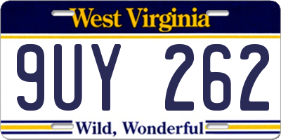 WV license plate 9UY262