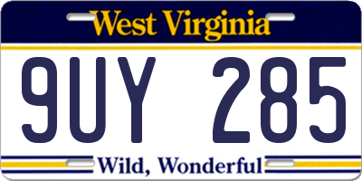 WV license plate 9UY285