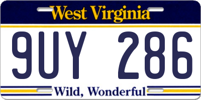 WV license plate 9UY286