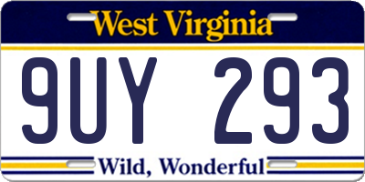 WV license plate 9UY293