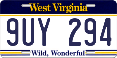 WV license plate 9UY294