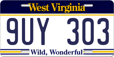 WV license plate 9UY303