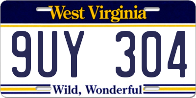 WV license plate 9UY304