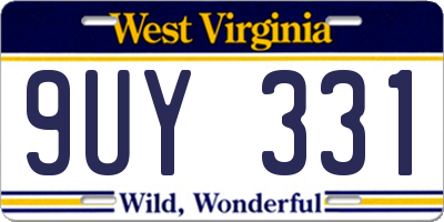 WV license plate 9UY331
