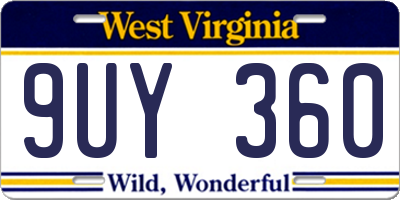 WV license plate 9UY360