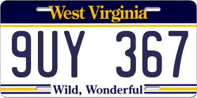 WV license plate 9UY367