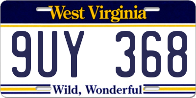WV license plate 9UY368