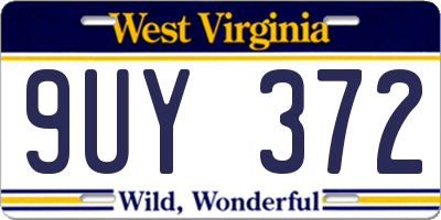 WV license plate 9UY372