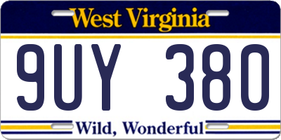 WV license plate 9UY380