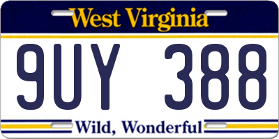 WV license plate 9UY388