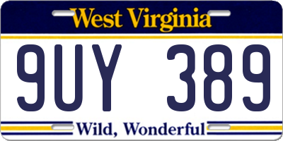 WV license plate 9UY389
