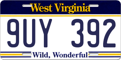 WV license plate 9UY392