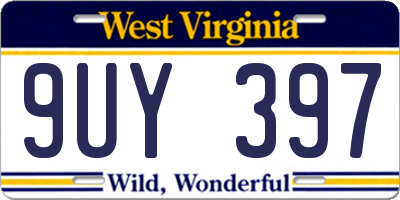 WV license plate 9UY397