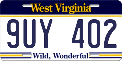 WV license plate 9UY402