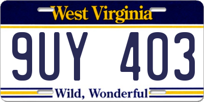 WV license plate 9UY403